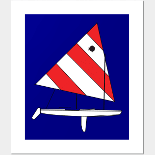 Sunfish Sailboat - Red White Sail Posters and Art